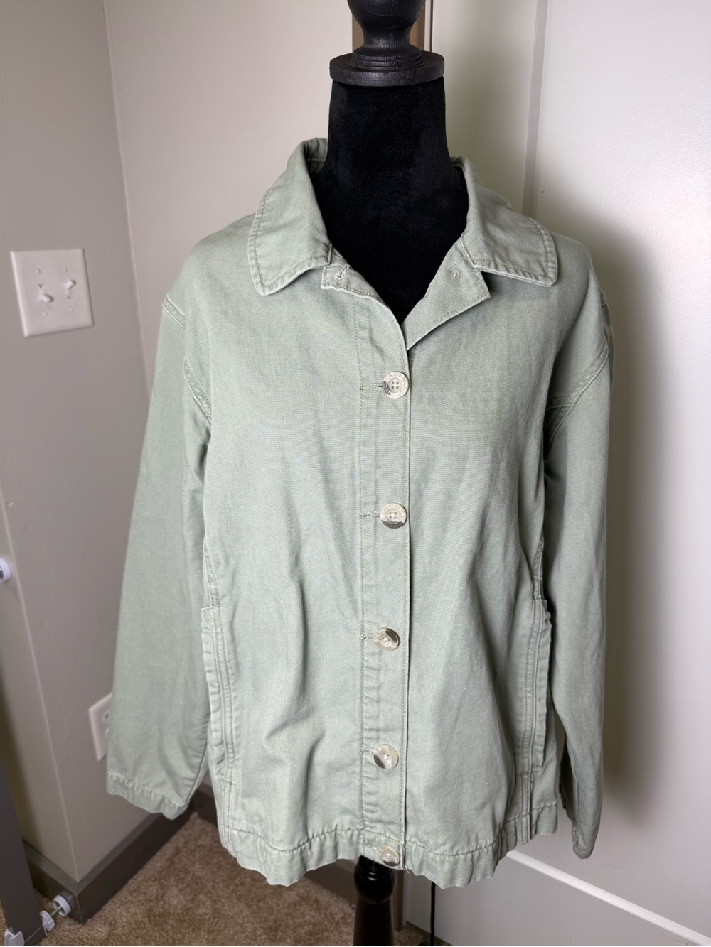 Woolrich Vintage Y2k Sage Green Button‎ Down Jean Denim Jacket "Meadow" Spring L